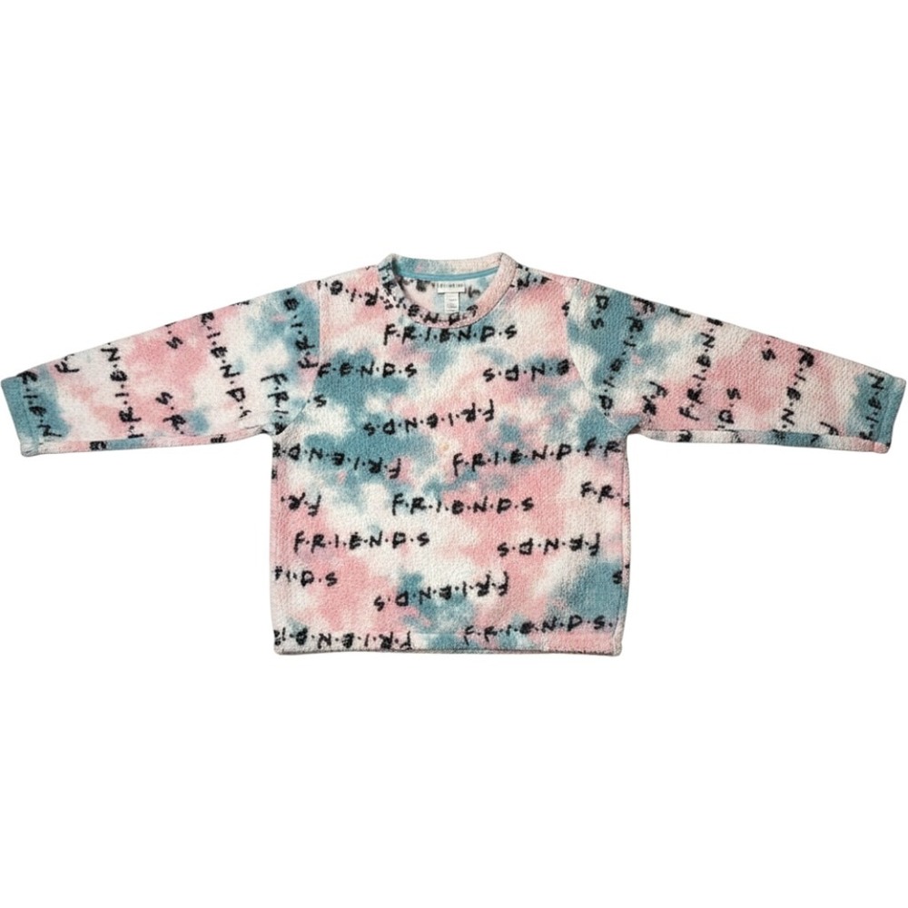 Friends The Television Series Sherpa Fleece Tie Dye Sweatshirt Pink Blue Small